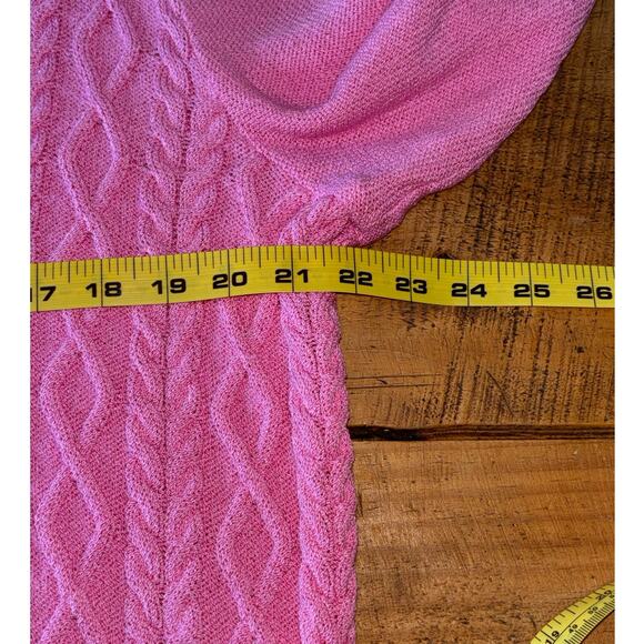 St. John Sport Pink Cable Knit Barbiecore Full Gold Zip Closure Sweater Size XL - Picture 7 of 8